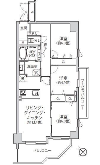 3LDK apartment in Kanagawa Ward, Yokohama, Kanagawa - Photo 1