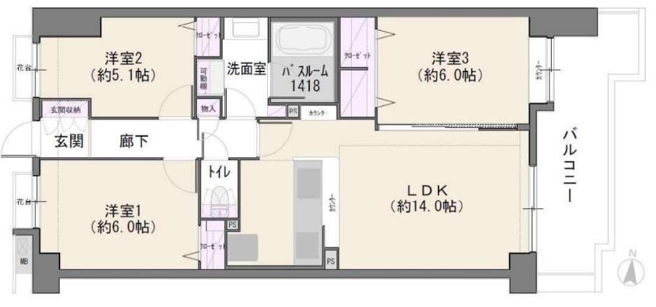 3LDK apartment in Urawa Ward, Saitama - Photo 1
