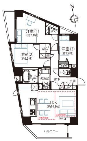 3LDK apartment in Shinjuku Ward, Tokyo - Photo 1