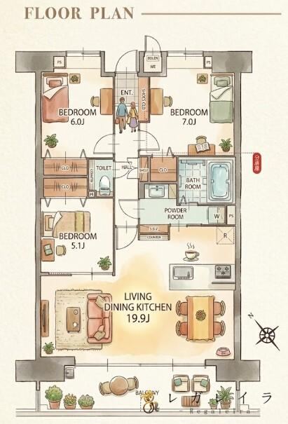 3LDK apartment in Chuo Ward, Kumamoto - Photo 1