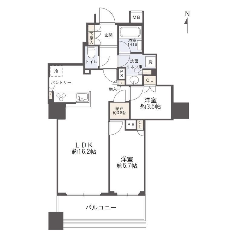 2LDK+S apartment in Chuo Ward, Osaka - Photo 1
