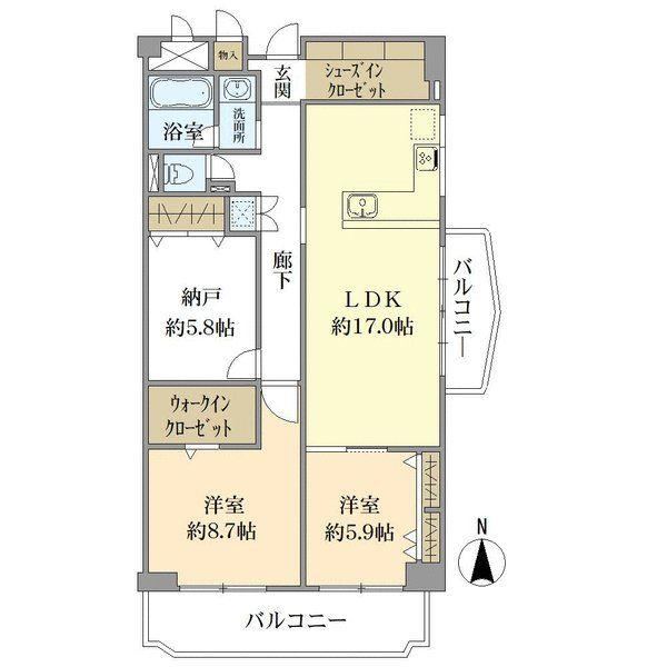 2LDK+S apartment in Nishinomiya, Hyogo - Photo 1