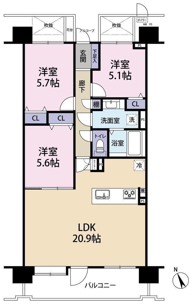 3LDK apartment in Izumi Ward, Sendai, Miyagi - Photo 1