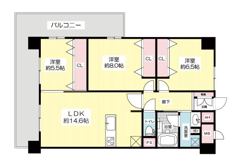 3LDK apartment in Nishi Ward, Osaka - Photo 1
