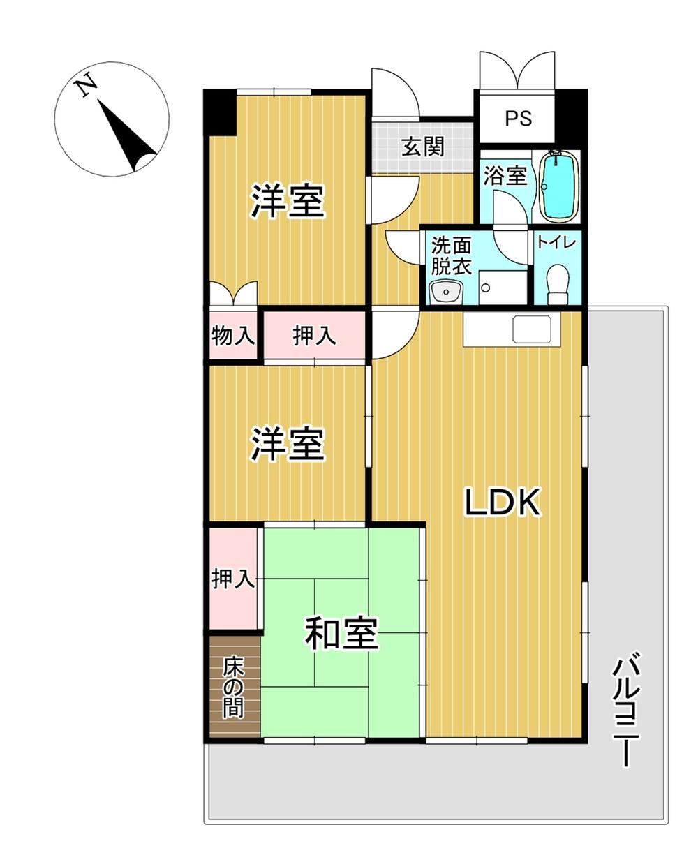 3LDK apartment in Kokuraminami Ward, Kitakyushu, Fukuoka - Photo 1