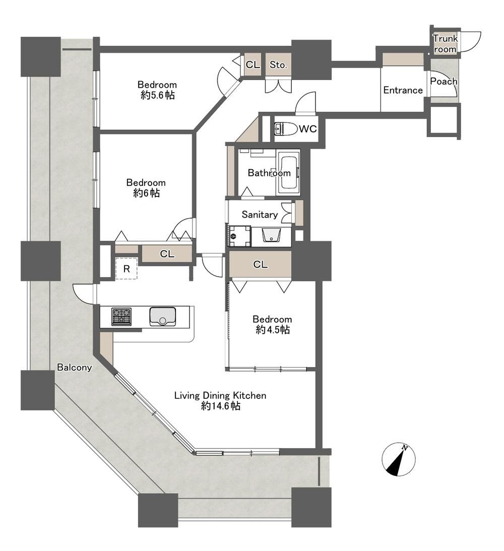 3LDK apartment in Minato Ward, Osaka - Photo 1