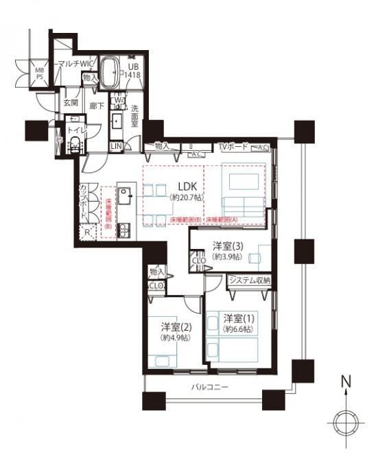 3LDK apartment in Shinjuku Ward, Tokyo - Photo 1