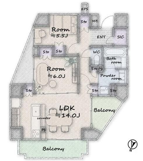 2LDK apartment in Nakano Ward, Tokyo - Photo 1