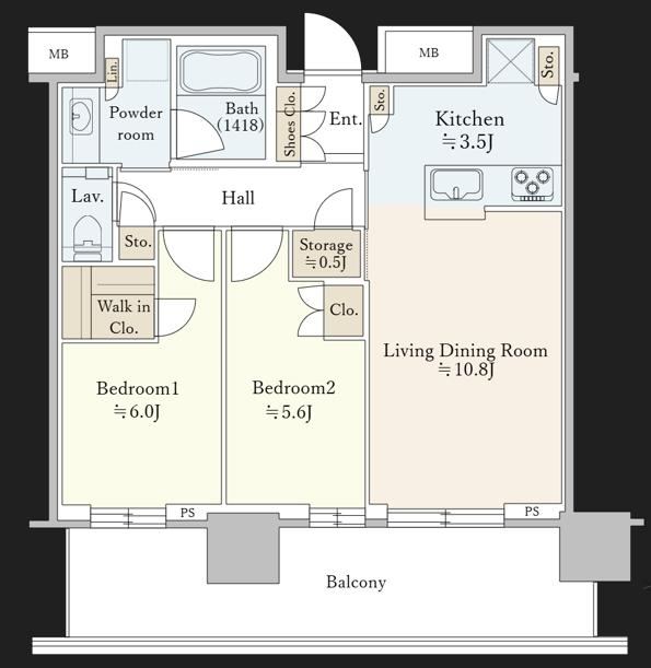 2LDK apartment in Shinagawa Ward, Tokyo - Photo 1