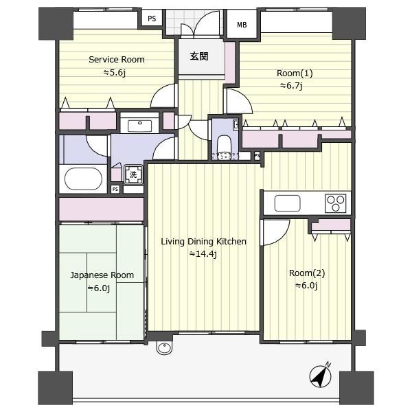 3LDK+S apartment in Nishi Ward, Hiroshima - Photo 1
