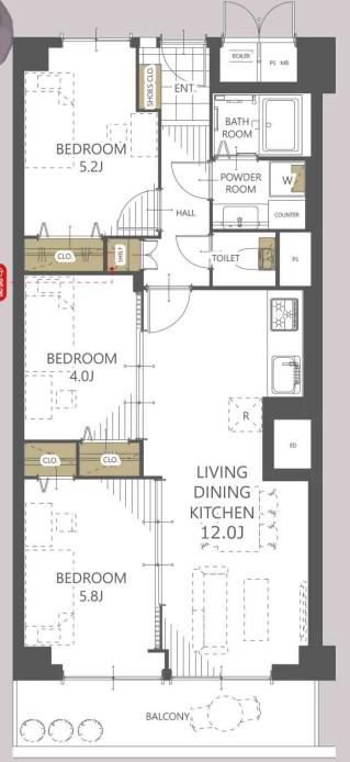 3LDK apartment in Fukushima Ward, Osaka - Photo 1