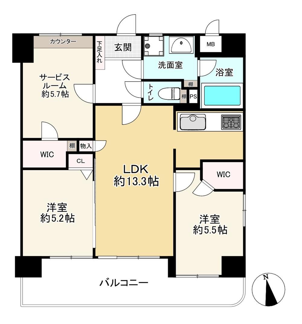 2LDK+S apartment in Kita Ward, Osaka - Photo 1