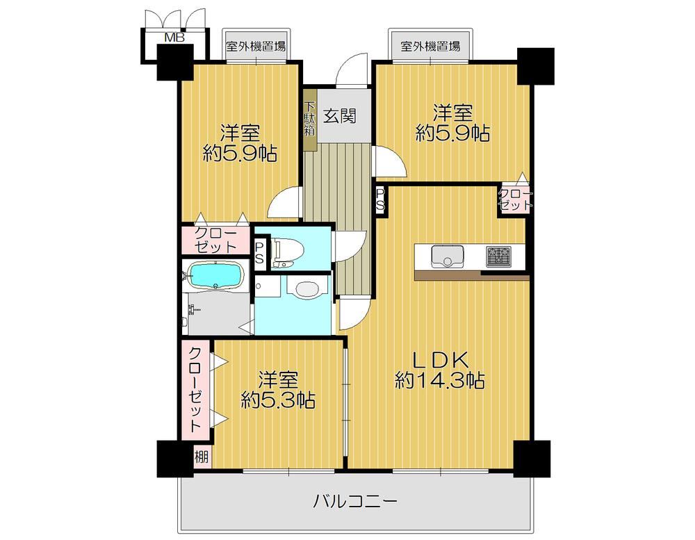 3LDK apartment in Higashiosaka, Osaka - Photo 1