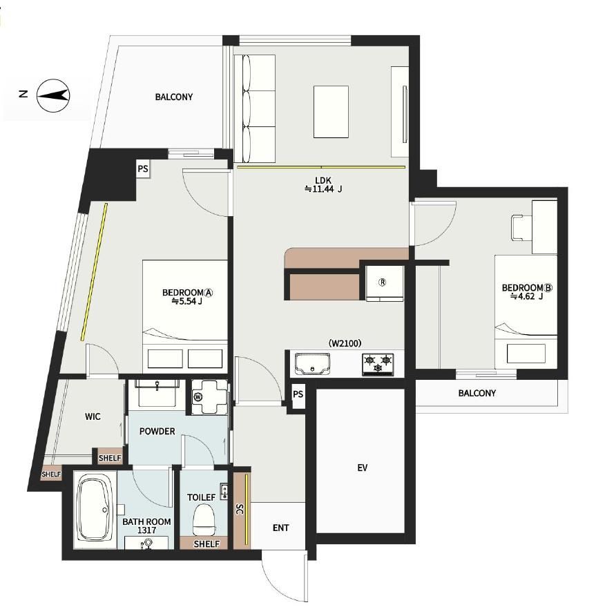 2LDK apartment in Shinjuku Ward, Tokyo - Photo 1