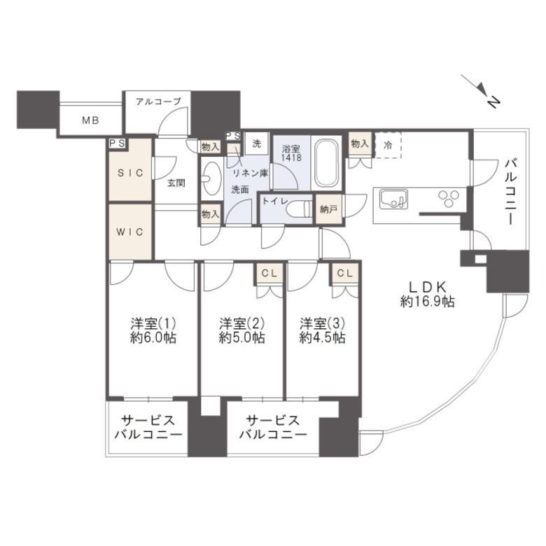 3LDK apartment in Fukushima Ward, Osaka - Photo 1