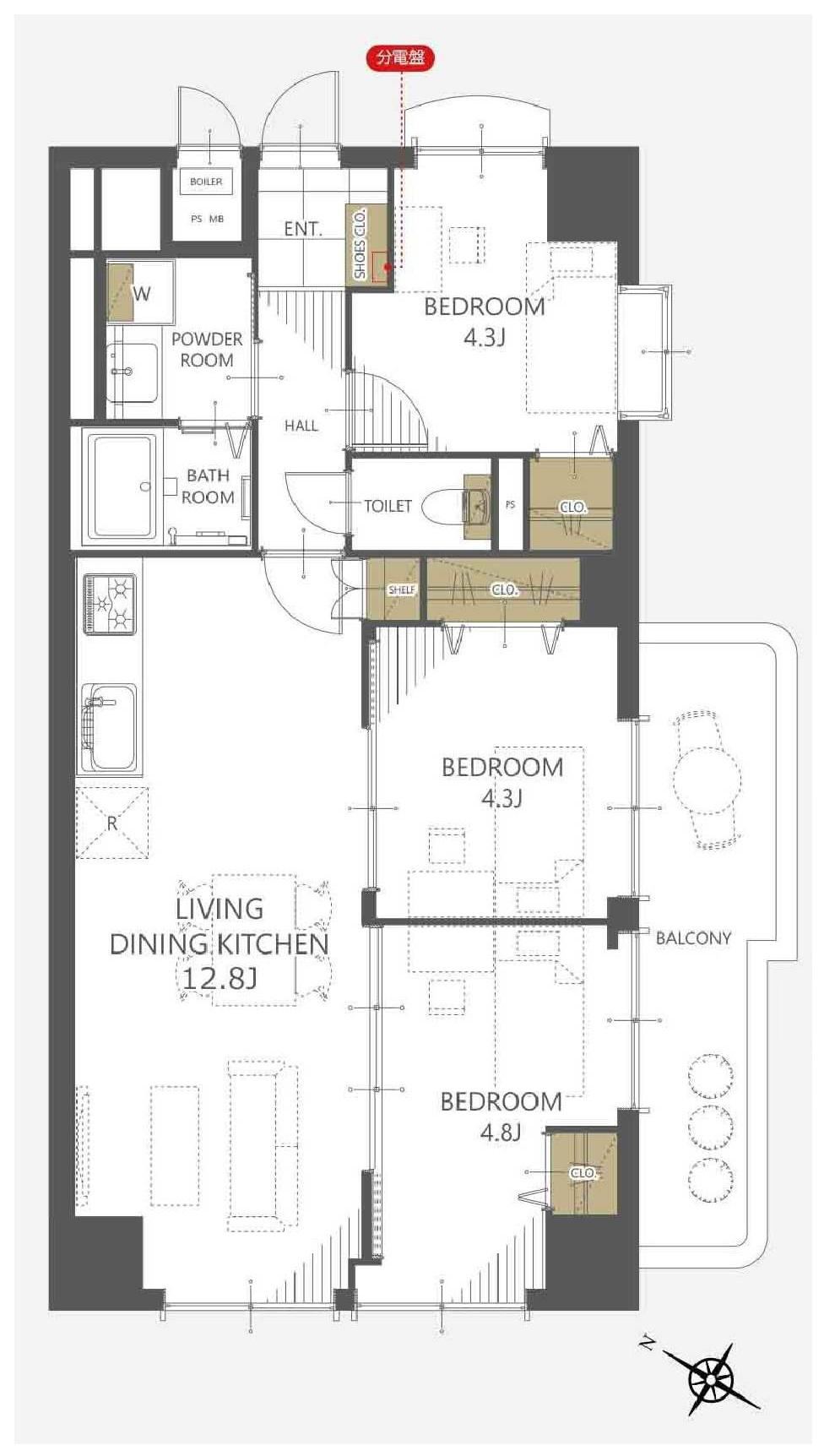 3LDK apartment in Kasukabe, Saitama - Photo 1
