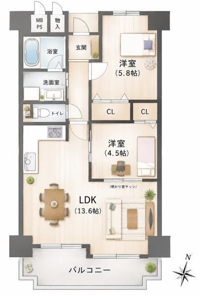 2LDK apartment in Fujiidera, Osaka - Photo 1