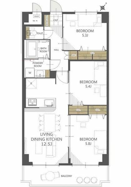 3LDK apartment in Minami Ward, Hiroshima - Photo 1