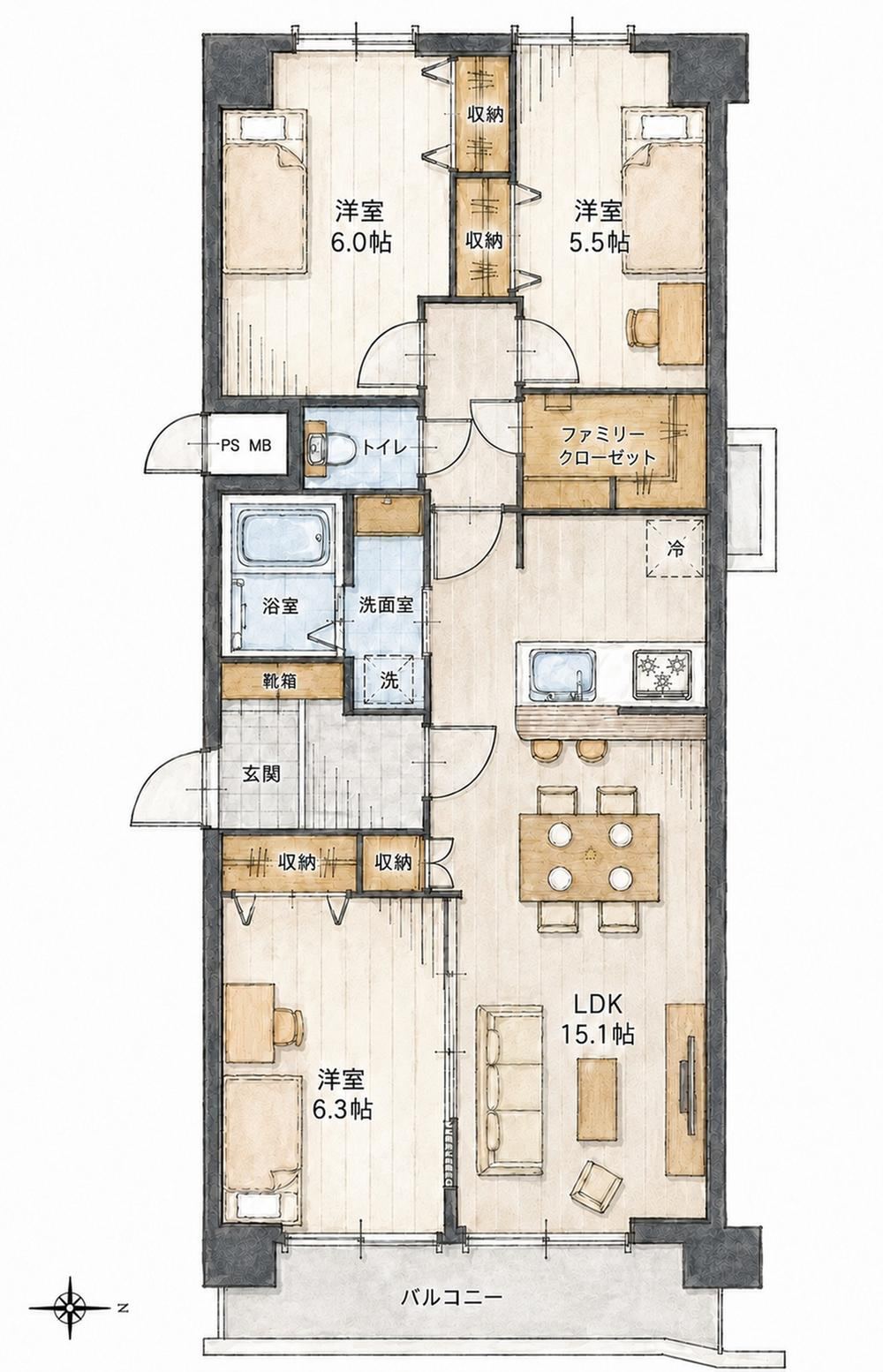 3LDK apartment in Aoba Ward, Sendai, Miyagi - Photo 1