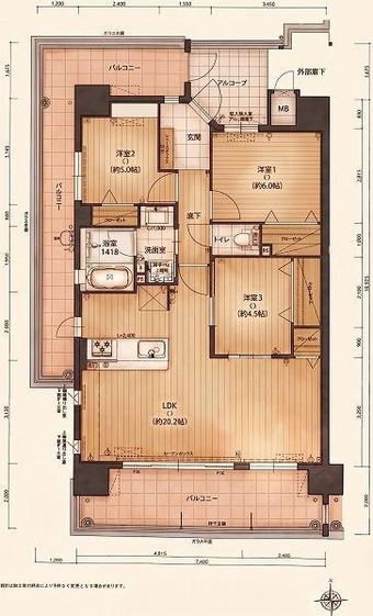 3LDK apartment in Miyaki District