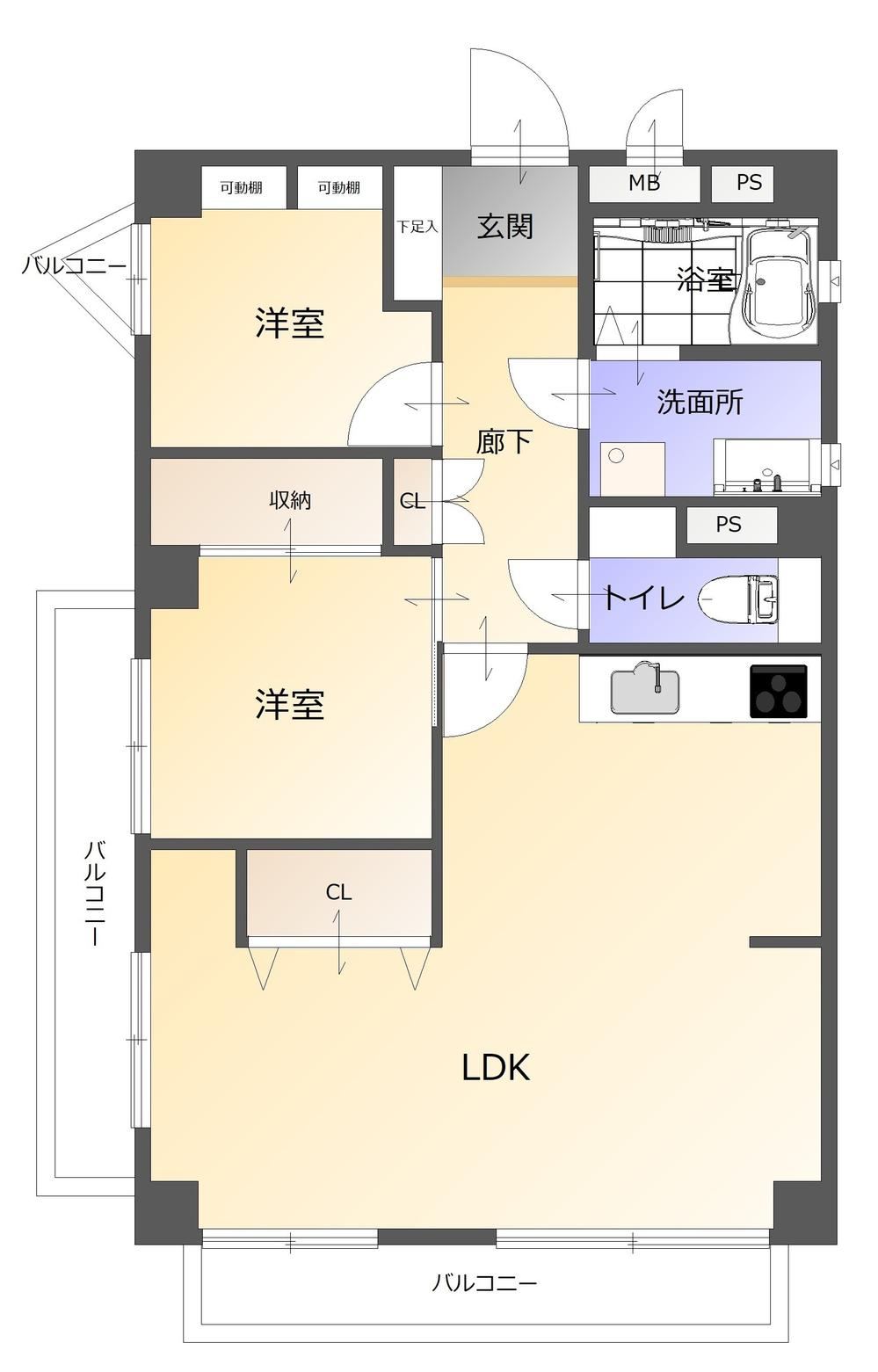 2LDK apartment in Higashi Ward, Hiroshima - Photo 1