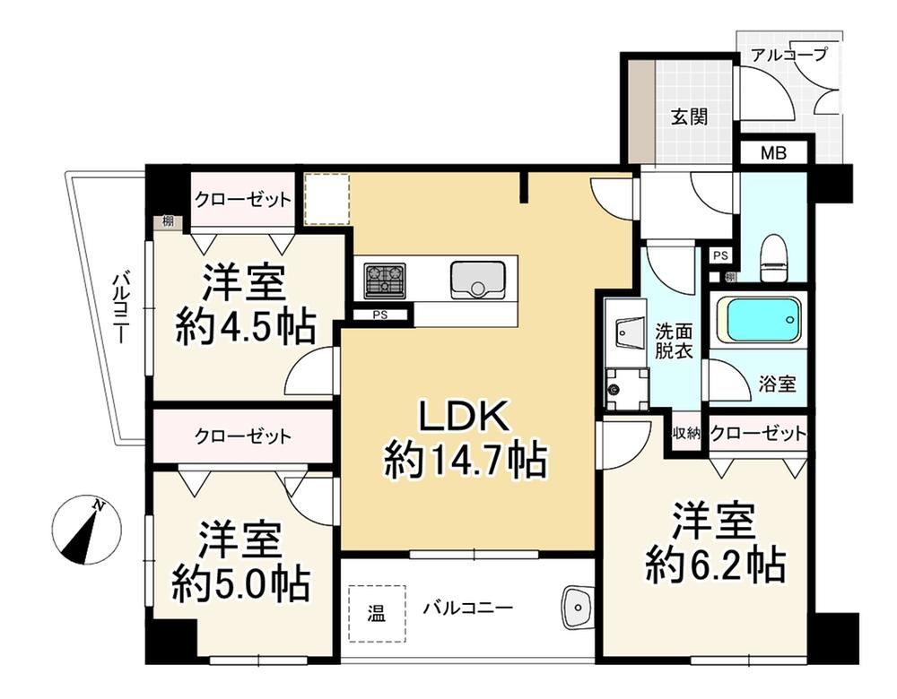 3LDK apartment in Sawara Ward, Fukuoka - Photo 1