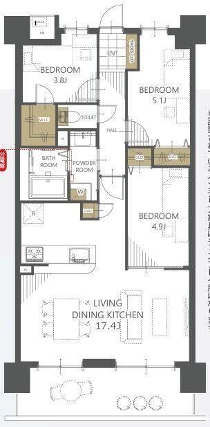 3LDK apartment in Matsuyama, Ehime - Photo 1