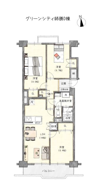 3LDK apartment in Kitanagoya
