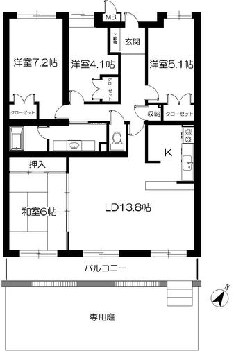 4LDK apartment in Kitakatsushika District