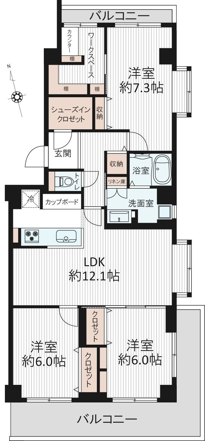 3LDK apartment in Nishinomiya, Hyogo - Photo 1