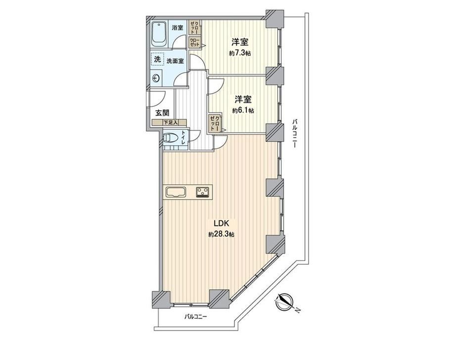 2LDK apartment in Minato Ward, Osaka - Photo 1