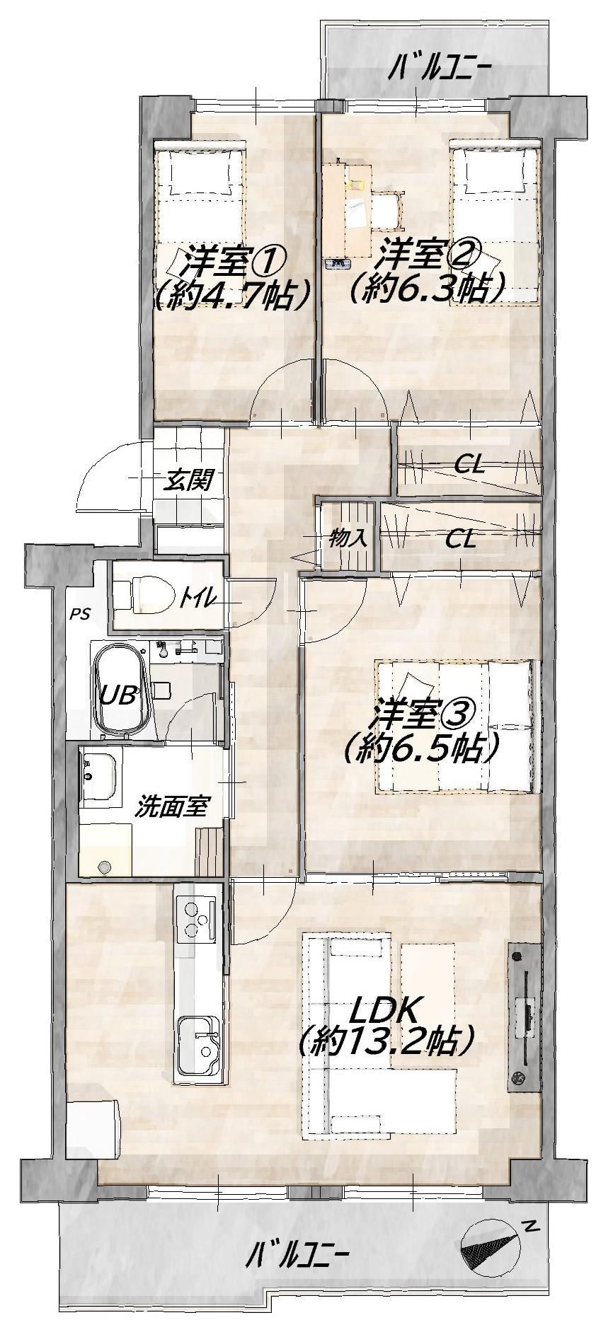 3LDK apartment in Neyagawa, Osaka - Photo 1