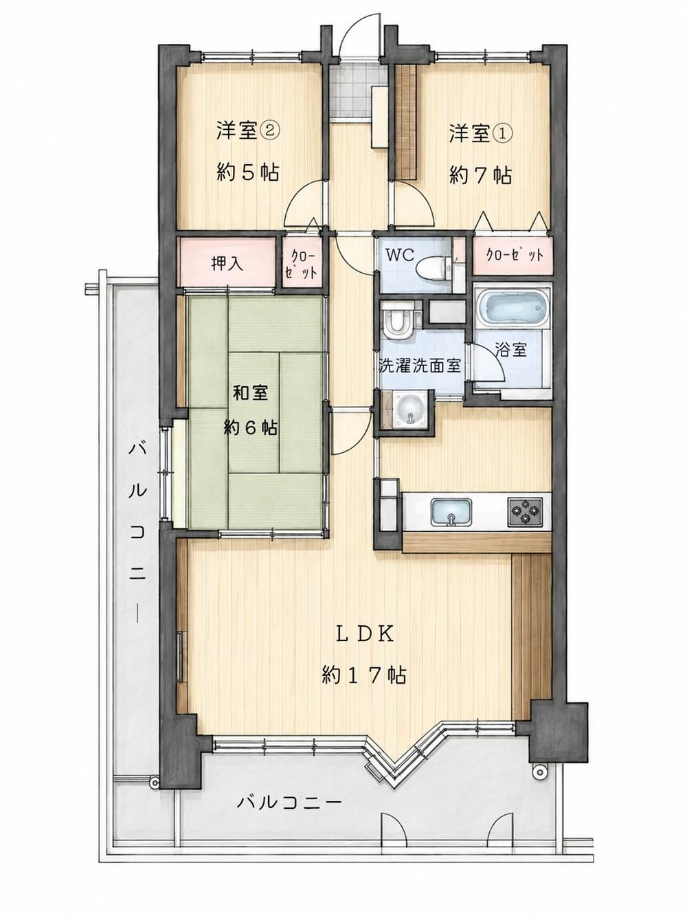 3LDK apartment in Hirano Ward, Osaka - Photo 1