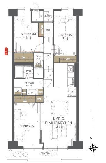 3LDK apartment in Hiratsuka, Kanagawa - Photo 1
