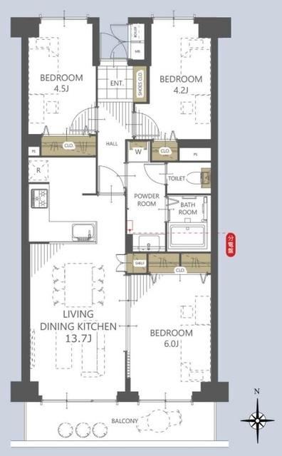 3LDK apartment in Urawa Ward, Saitama - Photo 1