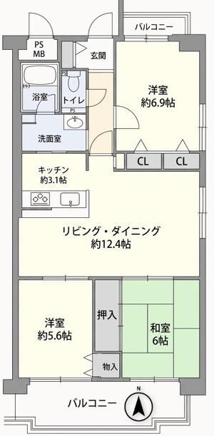 3LDK apartment in Nishinomiya, Hyogo - Photo 1