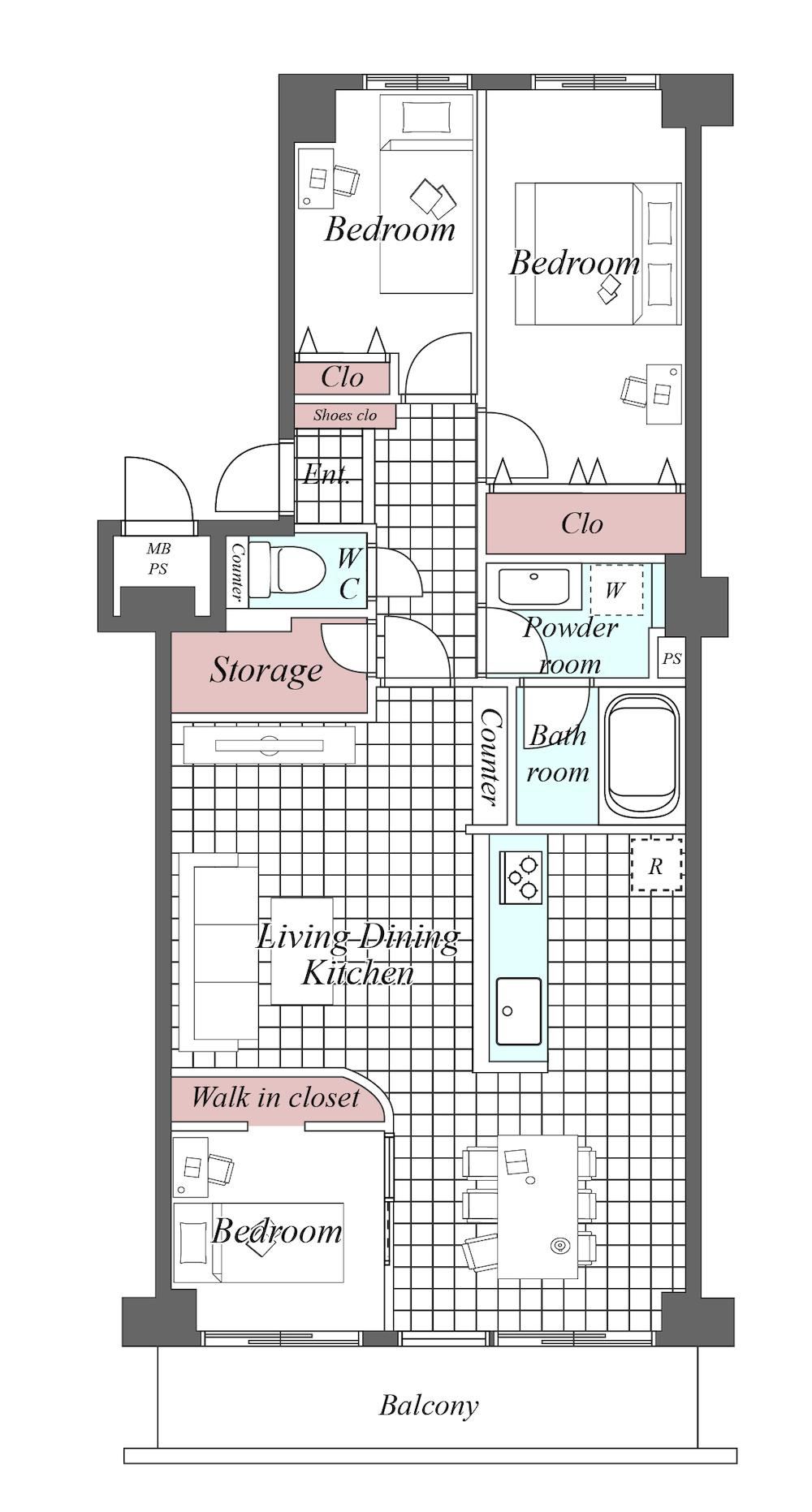 3LDK+S apartment in Nishinomiya, Hyogo - Photo 1