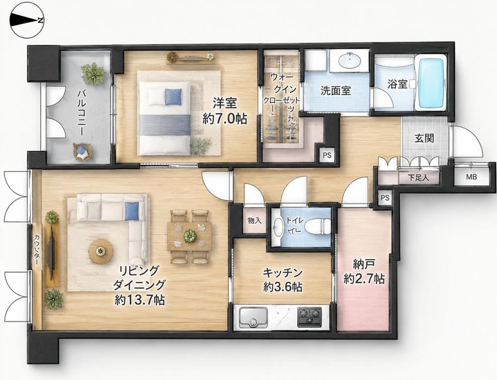 1LDK+S apartment in Chuo Ward, Osaka - Photo 1