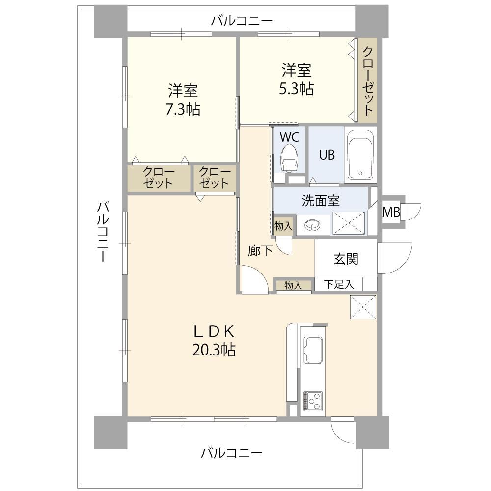 2LDK apartment in Kita Ward, Okayama - Photo 1