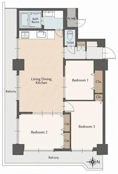3LDK apartment in Koto Ward, Tokyo - Photo 1