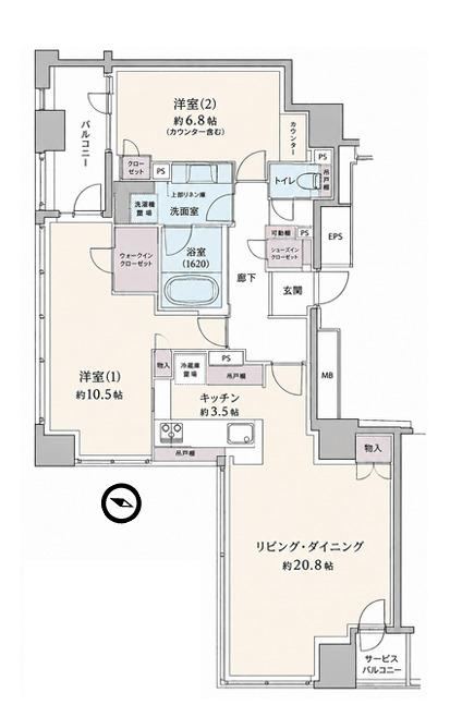 2LDK apartment in Chiyoda Ward, Tokyo - Photo 1