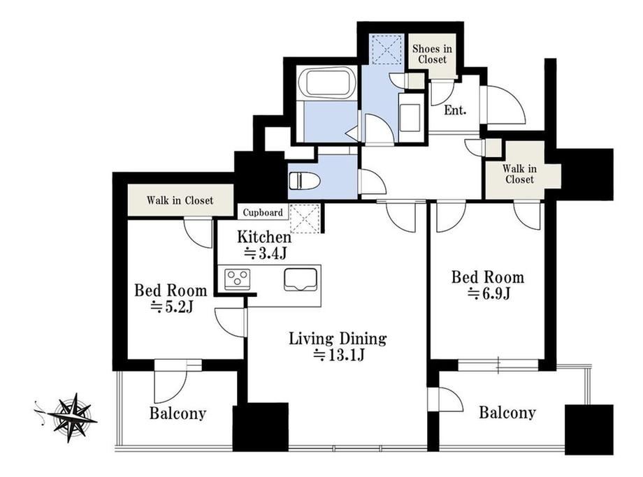 2LDK apartment in Minato Ward, Tokyo - Photo 1