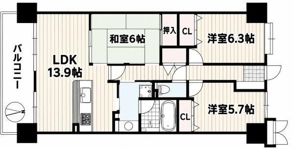 3LDK apartment in Kawachinagano, Osaka - Photo 1