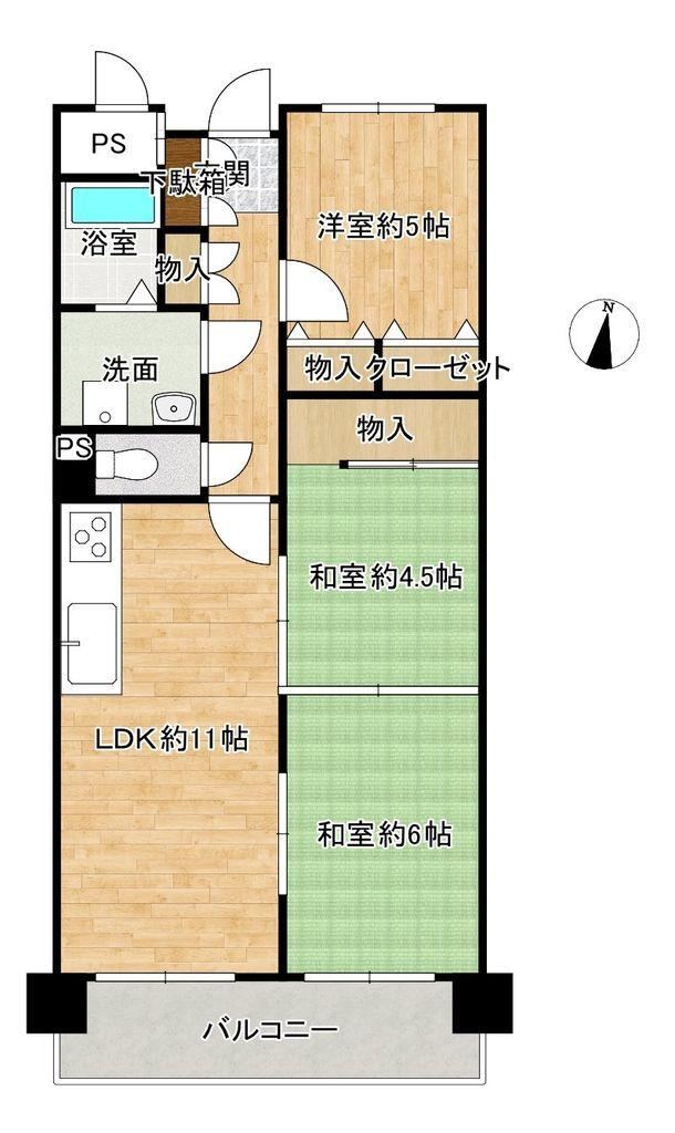 3LDK apartment in Kita Ward, Okayama - Photo 1