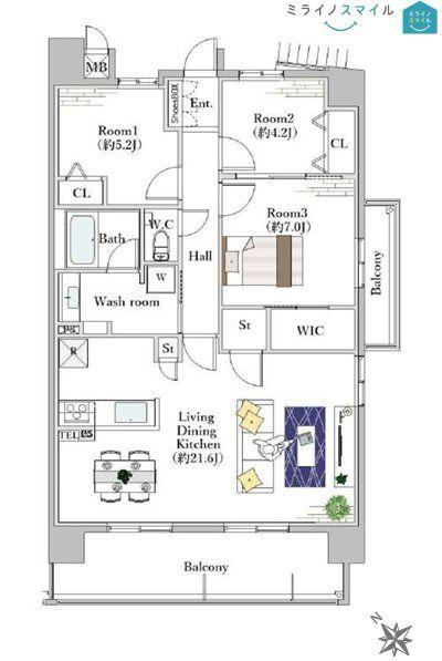 3LDK apartment in Toyota, Aichi - Photo 1