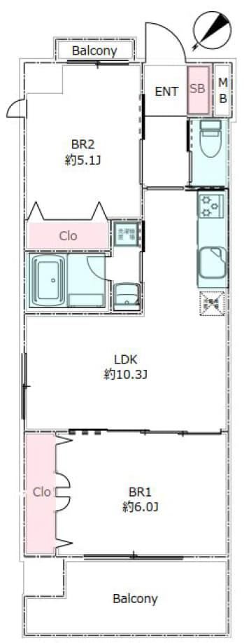 2LDK apartment in Hakata Ward, Fukuoka - Photo 1