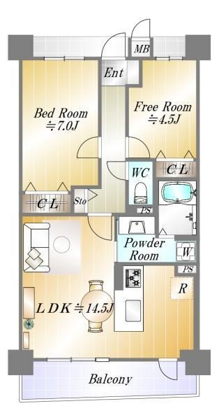 1LDK+S apartment in Chuo Ward, Kobe, Hyogo - Photo 1