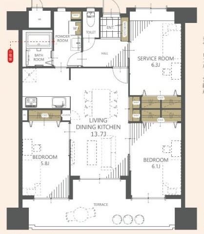 2LDK+S apartment in Ube, Yamaguchi - Photo 1