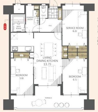 2LDK+S apartment in Ube