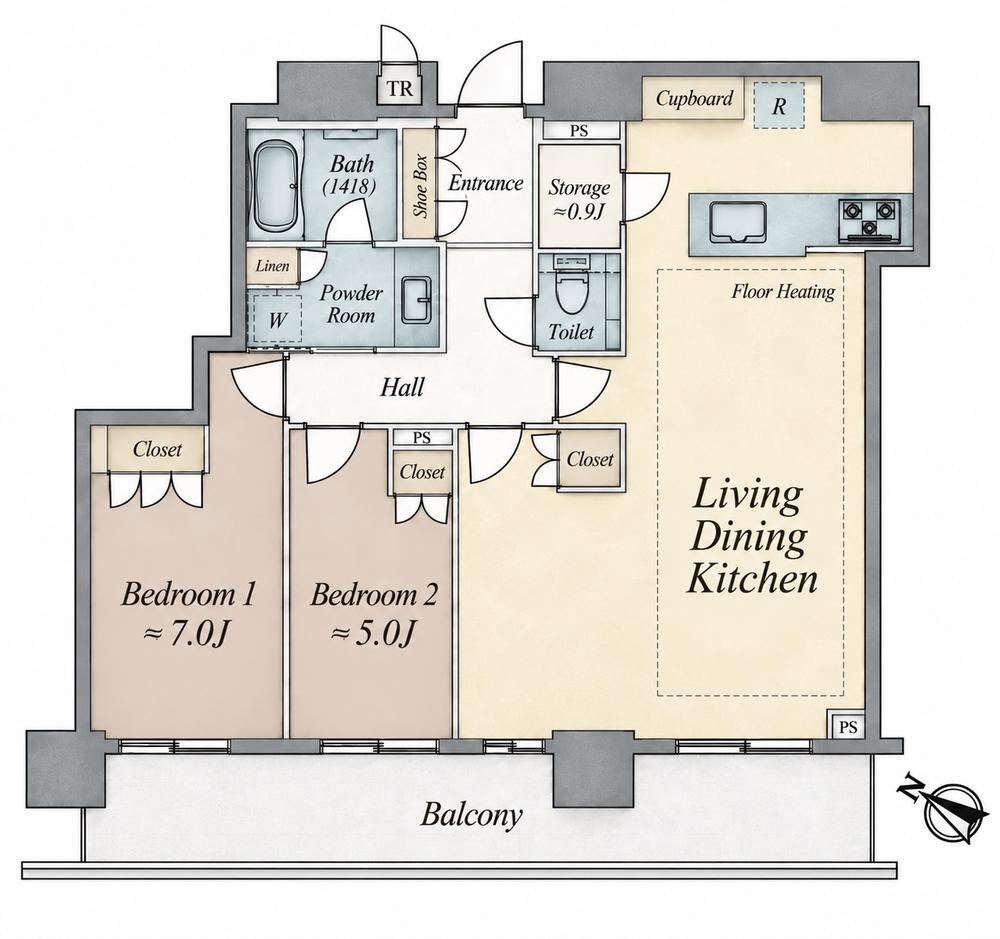 2LDK apartment in Sawara Ward, Fukuoka - Photo 1